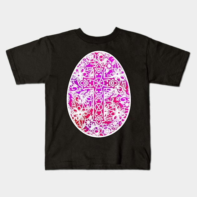 Pink, Violet and White Easter Egg Pysanky Style | Cherie's Art(c)2021 Kids T-Shirt by CheriesArt